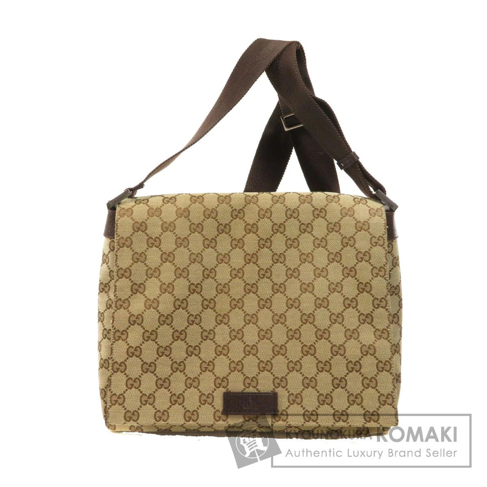 Gucci GG Canvas Messenger Crossbody Bag beige brown
